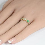 .46ct G SI 14K Yellow Gold Diamond & Emerald Gemstones Ring Size 6.5
