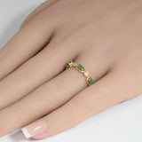 <span style="color:purple">SPECIAL!</span>.49ct G SI 14K Yellow Gold Diamond & Emerald Gemstone Ring Size 6.5