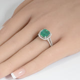 3.41ct G SI 14K White Gold Diamond & Natural Emerald Gemstone Ring  Size 6.5