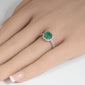 <span style="color:purple">SPECIAL!</span> 1.70ct G SI 14K White Gold Diamond & Natural Emerald Gemstone Ring Size 6.5