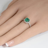 1.70ct G SI 14K White Gold Diamond & Natural Emerald Gemstone Ring Size 6.5