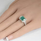 <span style="color:purple">SPECIAL!</span> 3.15ct G SI 14K White Gold Diamond & Natural Emerald Gemstone Ring  Size 6.5