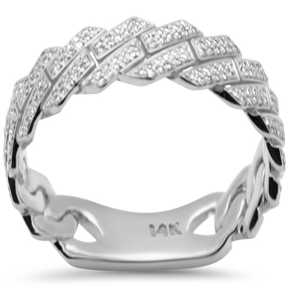 .54ct G SI 14K White Gold Men's Round Diamond Square Cuban Band Ring Size 10