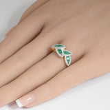 <span style="color:purple">SPECIAL!</span> .74ct G SI 14K Yellow Gold Diamond & Emerald Gemstone Band Ring Size 6.5