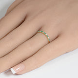 .12ct G SI 14K Yellow Gold Diamond & Emerald Gemstones Band Ring Size 6.5