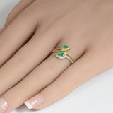 <span style="color:purple">SPECIAL!</span> .48ct G SI 14K Yellow Gold Diamond & Emerald Gemstone Wrap Around Ring Size 6.5