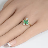 <span style="color:purple">SPECIAL!</span> .64ct G SI 14K Yellow Gold Diamond & Natural Emerald Butterfly Ring Size 6.5