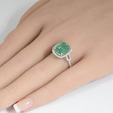 4.00ct G SI 14K White Gold Diamond Natural & Emerald Ring Size 6.5