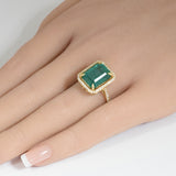 7.30ct G SI 14K Yellow Gold Diamond & Natural Emerald Ring Size 6.5