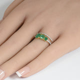 1.44ct G SI 14K Yellow Gold Diamond & Emerald Gemstones Ring Size 6.5