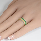 1.14ct G SI 14K Yellow Gold Diamond & Emerald Gemstones Band Ring Size 6.5