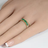 1.02ct G SI 14K Yellow Gold Round Diamond & Emerald Gemstones Ring Size 6.5