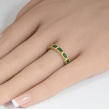 1.13ct G SI 14K Yellow Gold 5 Natural Emerald Gemstone Band Ring Size 6.5