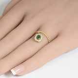 <span style="color:purple">SPECIAL!</span> .36ct G SI 14K Yellow Gold Round Diamond & Emerald Gemstone Ring Size 6.5