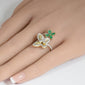 <span style="color:purple">SPECIAL!</span> .91ct G SI 14K Yellow Gold Diamond & Emerald Gemstone Butterfly Ring Size 6.5