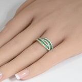 <span style="color:purple">SPECIAL!</span> .87ct G SI 14K Yellow Gold Diamond & Emerald Gemstone Wrap Around Ring Size 6.5