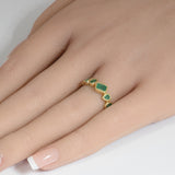 <span style="color:purple">SPECIAL!</span>1.08ct G SI 14K Yellow Gold Emerald Gemstone Ring Band Size 6.5