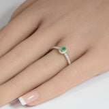 .34ct G SI 14K Yellow Gold Diamond & Emerald Gemstone Ring Size 6.5