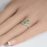 <span style="color:purple">SPECIAL!</span>.61ct G SI 14K Yellow Gold Diamond & Emerald Gemstone Wrap Around Ring Size 6.5
