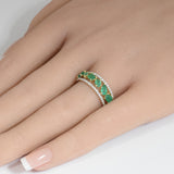1.28ct G SI 14K Yellow Gold Diamond & Emerald Gemstone Ring Band Size 6.5