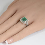 <span style="color:purple">SPECIAL!</span> 2.81ct G SI 14K White Gold Diamond & Emerald Gemstone Ring Size 6.5