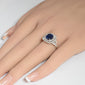 <span style="color:purple">SPECIAL!</span> 2.49ct G SI 14K White Gold Diamond & Blue Sapphire Gemstone Double Halo Ring Size 6.5