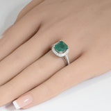 3.09ct G SI 14K White Gold Diamond & Emerald Gemstone Ring Size 6.5