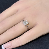<span style="color:purple">¡ESPECIAL!</span> Anillo de compromiso solitario de oro blanco de 14K con diamante de talla princesa de 1,51 ct G SI, talla 8