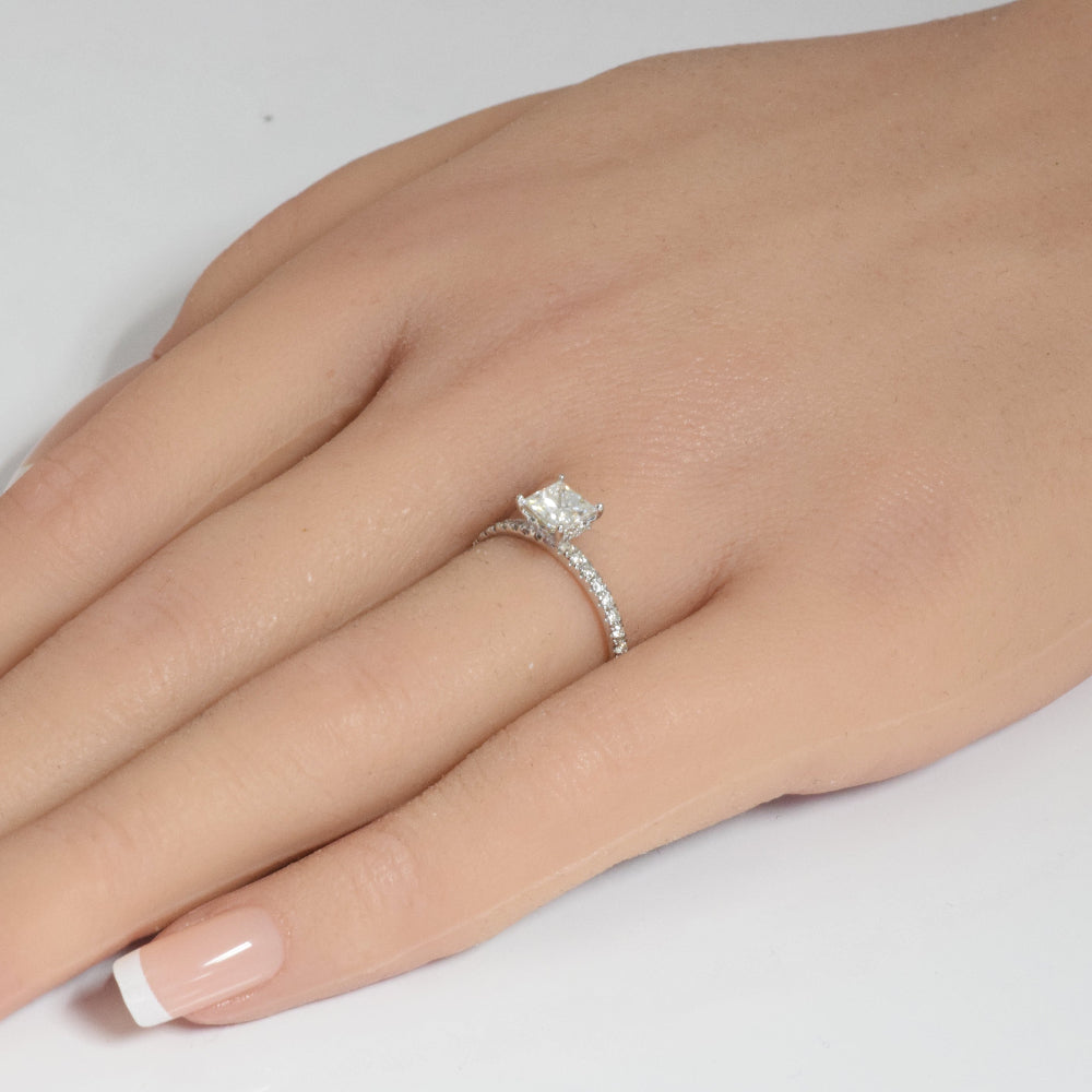 .86ct G SI 14K White Gold Princess Cut Diamond Engagement Ring Size 6.5