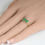 <span style="color:purple">SPECIAL!</span> 1.35ct G SI 14K Yellow Gold Emerald cut & Pear Shaped Emerald Gemstone Ring Size 6.5