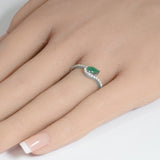 .52ct G SI 14K White Gold Diamond & Emerald Gemstone Ring Size 6.5