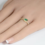 <span style="color:purple">SPECIAL!</span>.58ct G SI 14K Yellow Gold Diamond & Emerald Gemstone Ring Size 6.5