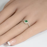 .43ct G SI 14K Yellow Gold Round Diamond & Emerald Gemstone Ring Size 6.5
