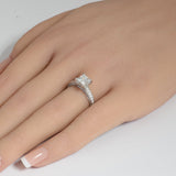 <span style="color:purple">¡ESPECIAL!</span>Anillo de compromiso de oro blanco de 14K con diamante de talla princesa de 1,87 ct G SI, talla 6.5