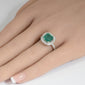 <span style="color:purple">SPECIAL!</span>2.95ct G SI 14K White Gold Emerald Gemstone & Diamond Ring Size 6.5