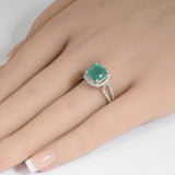 3.08ct G SI 14K White Gold Diamond & Emerald Gemstone Ring Size 6.5