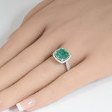 3.15ct G SI 14K White Gold Emerald Gemstone & Diamond Ring Size 6.5
