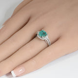 2.40ct G SI 14K White Gold Emerald Gemstone & Diamond Ring Size 6.5