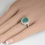 4.87ct G SI 14K White Gold Emerald Gemstone & Diamond Ring Size 6.5