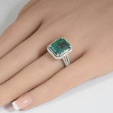 <span style="color:purple">SPECIAL!</span>6.67ct G SI 14K White Gold Natural Emerald Gemstone & Diamond Ring Size 6.5