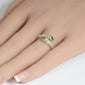 <span style="color:purple">SPECIAL!</span>.58ct G SI 14K Yellow Gold Diamond & Emerald Gemstone Wrap Around Band Ring Size 6.5