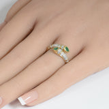 <span style="color:purple">SPECIAL!</span>.64ct G SI 14K Yellow Gold Diamond & Emerald Gemstone Wrap Around Band Ring Size 6.5