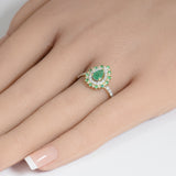 .75ct G SI 14K Yellow Gold Diamond & Emerald Gemstone Ring Size 6.5