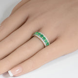 <span style="color:purple">SPECIAL!</span>1.79ct G SI 14K Yellow Gold Diamond & Emerald Gemstone Band Ring Size 6.5