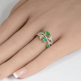 <span style="color:purple">SPECIAL!</span>1.25ct G SI 14K Yellow Gold Diamond & Pear Shape Emerald Gemstone Ring Size 6.5