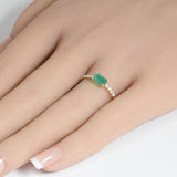 .65ct G SI 14K Yellow Gold Diamond & Emerald Gemstone Ring Size 6.5