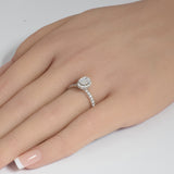 1.08ct G SI 14K White Gold Oval Diamond Halo Engagement Ring Size 6.5