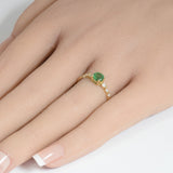 .60ct G SI 14K Yellow Gold Diamond & Emerald Gemstone Ring Size 6.5