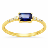 .65ct G SI 14K Yellow Gold Diamond & Blue Sapphire Gemstone Ring Size 6.5