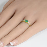 <span style="color:purple">SPECIAL!</span> .61ct G SI 14K Yellow Gold Diamond & Emerald Gemstone Ring Size 6.5